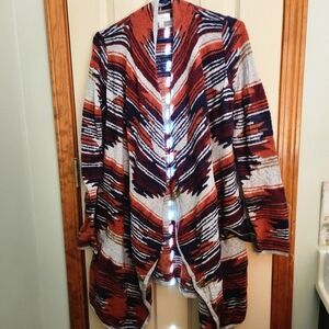 Lucky Brand Aztec pattern open cardigan sweater Sz Medium Holiday cozy🍁